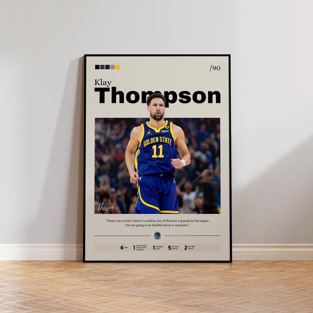 Klay Thompson Basketball Poster, NBA Star Art Print, Sports Wall Décor